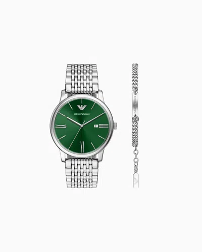 Emporio Armani Quartz Watch And Bracelet Set In Multi