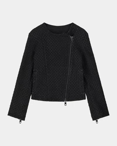 Emporio Armani Quilted Blouson Jacket In Solid Blac