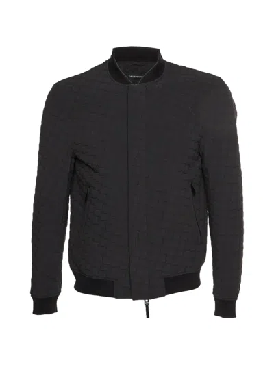 Pre-owned Emporio Armani Quilted Bomber Jacket In Black