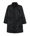 Emporio Armani Nylon Coat With Adjustable Waist And Concealed Hood In Black