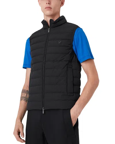 Emporio Armani Quilted Down Vest In Navy Blue