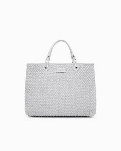Emporio Armani Quilted-effect Medium Myea Shopper Bag In Gray