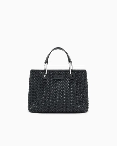 Emporio Armani Quilted-effect Small Myea Shopper Bag In Black