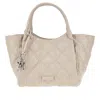 Emporio Armani Quilted Nappa Leather-effect Oversized Shopper Bag In Beige