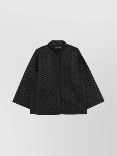 Emporio Armani Quilted High Collar Jacket With Grosgrain Trim In Black