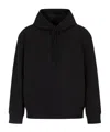 Emporio Armani Jacquard Knit Black Hoodie With Iconic Eagle Motif In Black