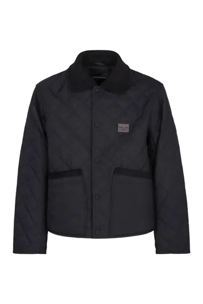 Emporio Armani Quilted Jacket In Blue