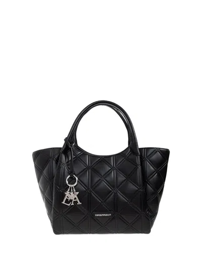 Emporio Armani Quilted Logo-detail Tote Bag In Black