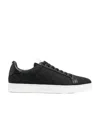 Emporio Armani Nylon Sneakers With Jacquard All-over Eagle In Black