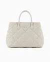 Emporio Armani Quilted Nappa Leather-effect Large Handbag In White