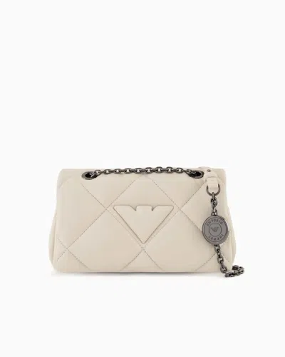 Emporio Armani Official Store Quilted Nappa Leather-effect Mini Bag With Flap In Avorio