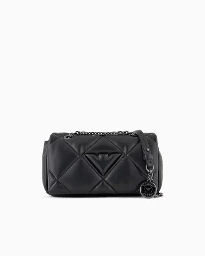 Emporio Armani Quilted Nappa Leather-effect Mini Bag With Flap In Schwarz