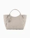 Emporio Armani Quilted Nappa Leather-effect Oversized Shopper Bag In Beige