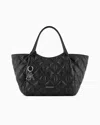 Emporio Armani Quilted Nappa Leather-effect Shopper Bag In Noir À Logo