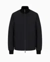 Emporio Armani Quilted Nylon And Knit Reversible Blouson With Logo Patch In Black