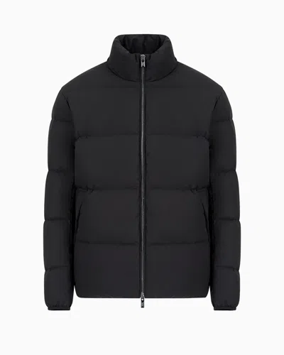 Emporio Armani Quilted Nylon, Full-zip Puffer Jacket In Black