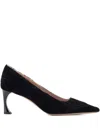 Emporio Armani Stylish Pumps With Curved Heel And Pattern In Black