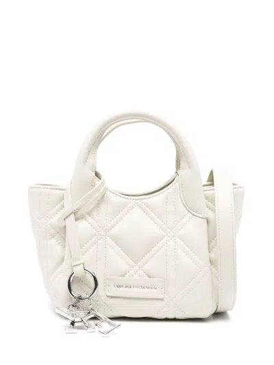 Emporio Armani Quilted Small Tote Bag In White