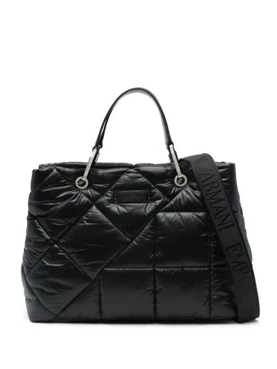 Emporio Armani Quilted Tote Bag In Black