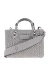 Emporio Armani Quilted Woven Tote Bag In Gray