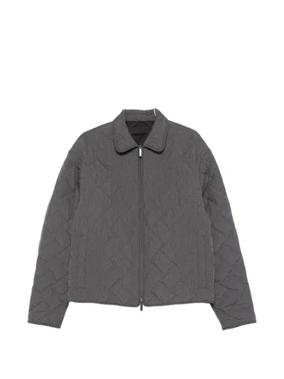 Emporio Armani Quilted Blouson Jacket Straight Cut Side Pockets In Gray