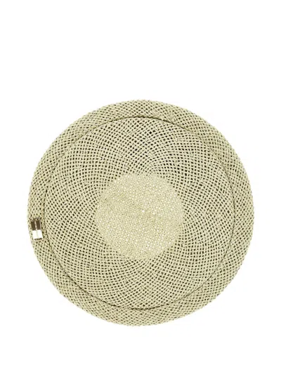 Emporio Armani Raffia Hat In Green