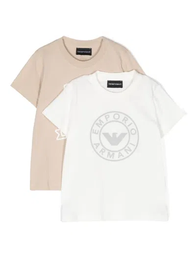 Emporio Armani Kids' Raised-logo Cotton T-shirt (set Of Two) In White