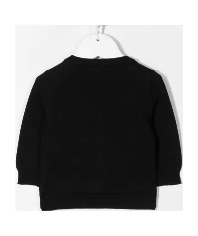 Emporio Armani Raised Logo Rib-trimmed Cardigan In Black