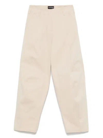 Emporio Armani Raised-seam Trousers In Neutrals