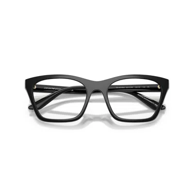 Emporio Armani Rectangular Eyeglasses With Glossy Black Frame In Green