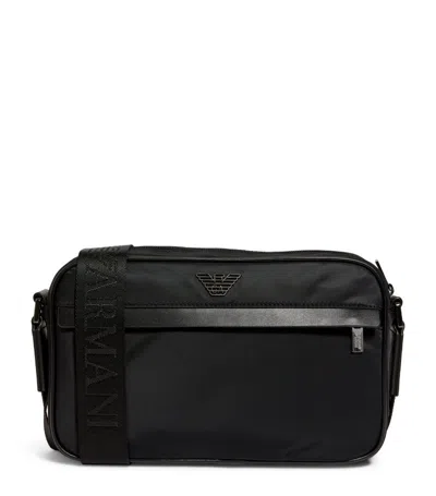 Emporio Armani Recycled Nylon Shoulder Bag In Black