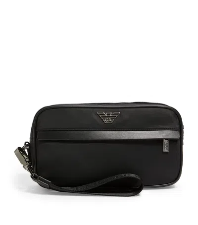Emporio Armani Recycled Nylon Shoulder Bag In Black