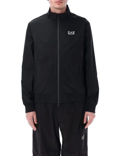 Emporio Armani Recycled-nylon Zip-up Sweatshirt With Stand-up Collar