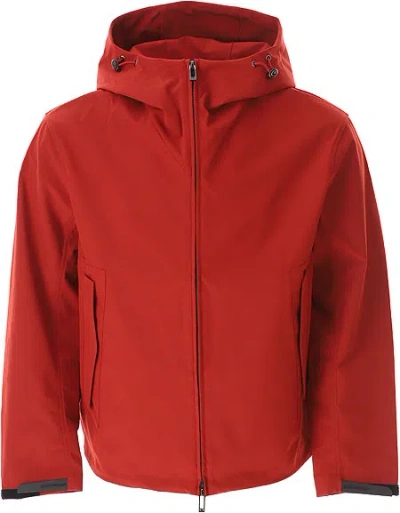 Emporio Armani Red Hooded Jacket With Drawstring