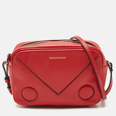 Pre-owned Emporio Armani Red Leather Camera Crossbody Bag