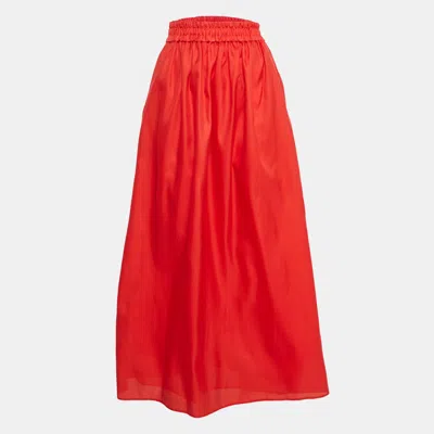 Pre-owned Emporio Armani Red Silk Blend Maxi Skirt M