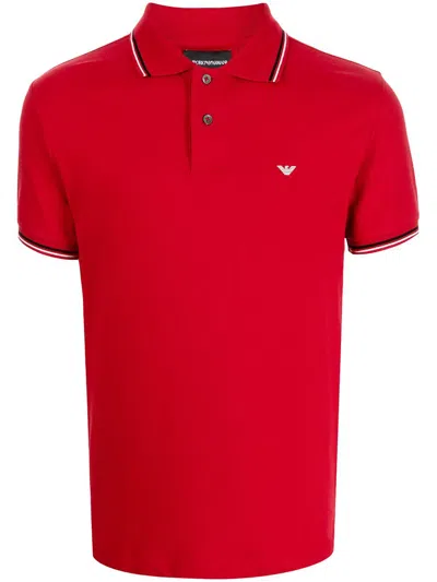 Emporio Armani Red Stretch Cotton Polo Shirt