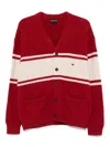 Emporio Armani V-neck Cardigan Made Of Plush-knit Virgin Wool In Red