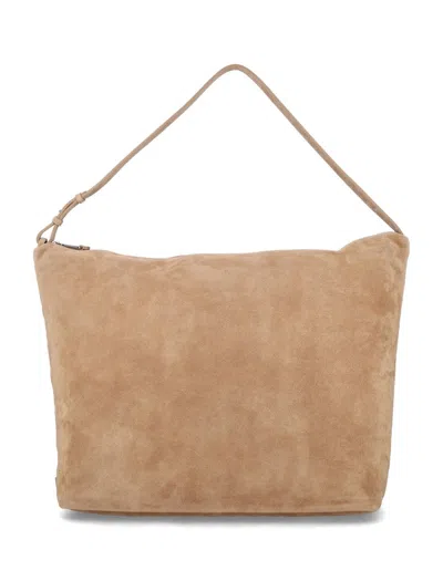 Emporio Armani Refined Suede Hobo Bag In Brown