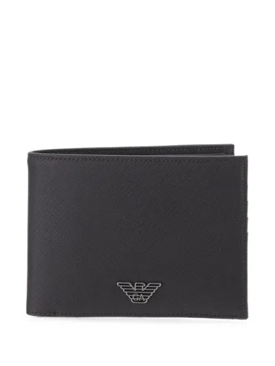 Emporio Armani Regenerated Saffiano Bifold Wallet In Black
