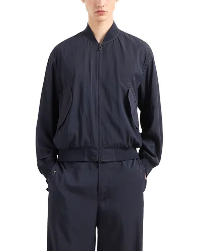Emporio Armani Regular Fit Bomber Jacket In Navy Blue