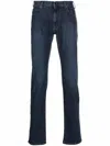 Emporio Armani Regular Fit Denim Jeans With Rivet Detailing In Blue