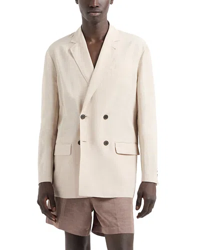 Emporio Armani Regular Fit Double Breasted Blazer In Light Tan