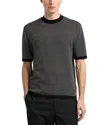 Emporio Armani Regular Fit Geometric Jacquard Short Sleeve Sweater In Black