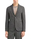 Emporio Armani Stretch-virgin Wool Icon Armure Blazer In Black/white