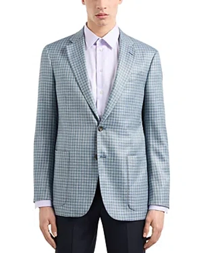 Emporio Armani Men's Plaid Wool Two-button Blazer In Medium Blue