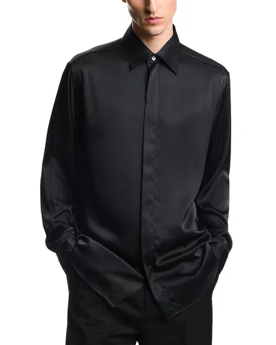 Emporio Armani Regular Fit Micro Pleated Shirt In Black
