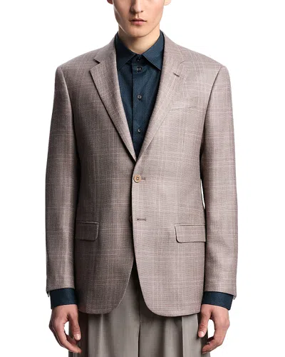 Emporio Armani Regular Fit Notch Lapel Blazer In Dark Beige