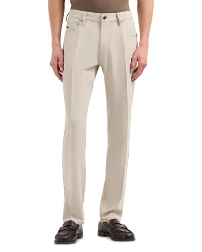 Emporio Armani Regular Fit Stretch Cannette Trousers In Beige