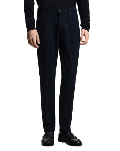 Emporio Armani Regular Fit Stretch Cannette Trousers In Solid Blue